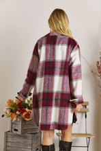 Load image into Gallery viewer, Burgundy Plaid Shacket -PLUS-