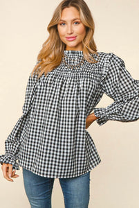 Christmas Gingham Gal Top -Multiple Colors-lo