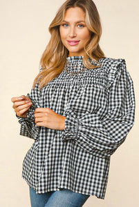 Christmas Gingham Gal Top -Multiple Colors-lo