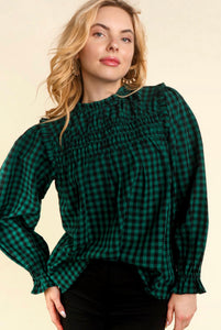Pre-order: Christmas Gingham Gal Top -Multiple Colors-