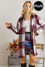 Load image into Gallery viewer, Burgundy Plaid Shacket -PLUS-