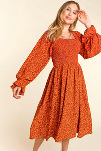 You Make Me Smile Dress in Rust
