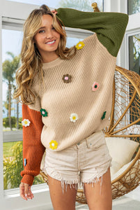 Pre-Order: Say It With Flowers Sweater in Olive
