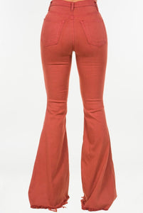 The Distressed Bell Bottoms in Rust