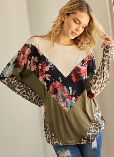Chevron Color Block Top