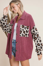 Load image into Gallery viewer, Leopard Dreams and Fall Things Button-Up in Wine