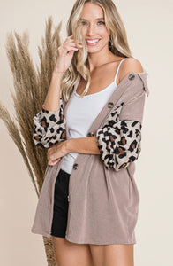 Leopard Dreams and Fall Things Button-Up in Mocha