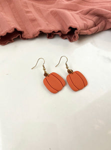 Rustic Pumpkin Clay Statement Earrings in Rust