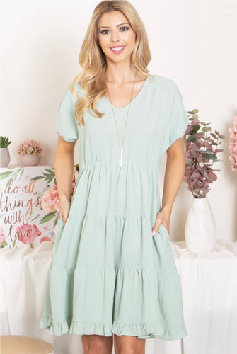 Sweet Spring Dress in Light Sage