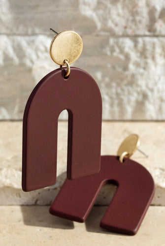 Wine U-Shaped Earrings