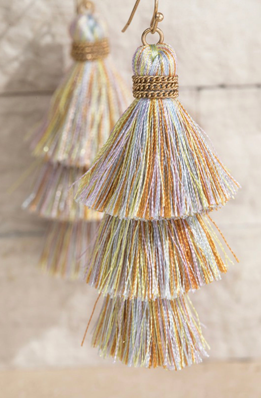 Light Rainbow Tier Tassel Earrings