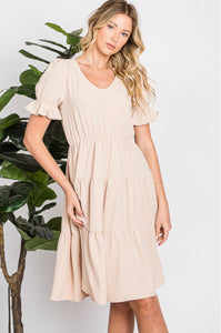 The Effortless Short-Sleeve Dress in Taupe