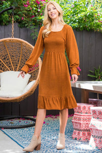 The Gob-Smocked Dress in Rust